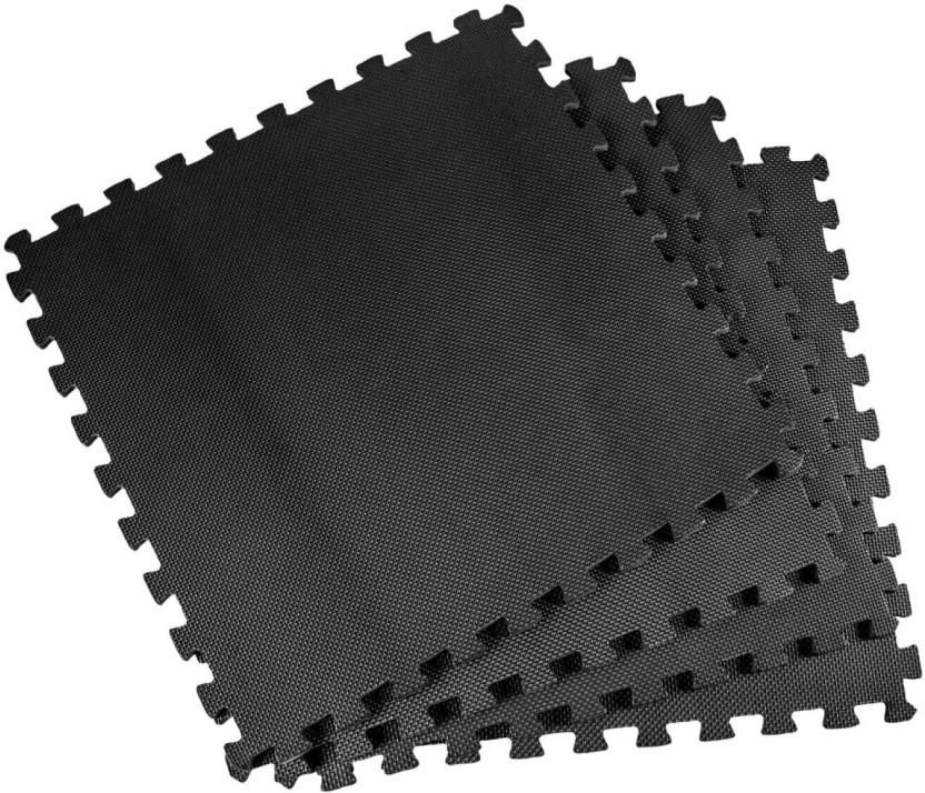 Trojan Interlocking Mats Floor Mat (Black, Medium, Pack of 4)