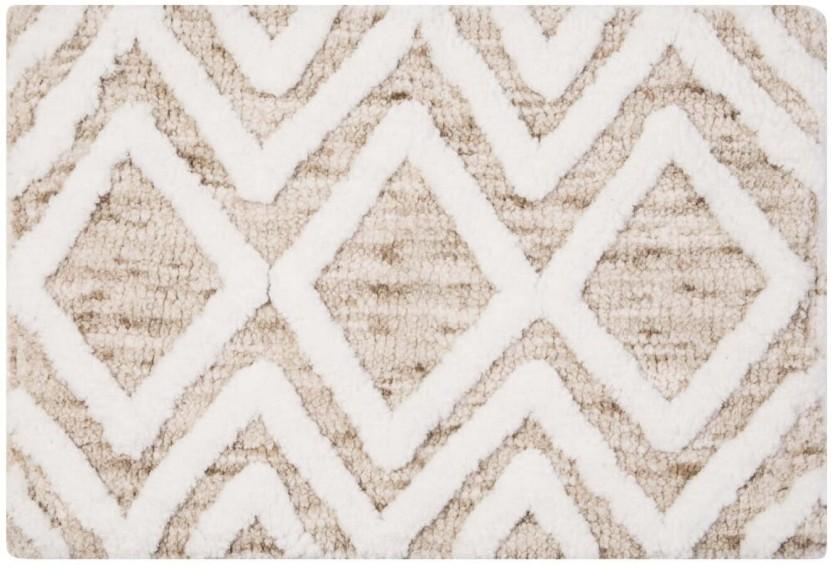 Home Living Diamond Bath Mat Bathroom Mat (White, Beige, 50 cm x 80cm)