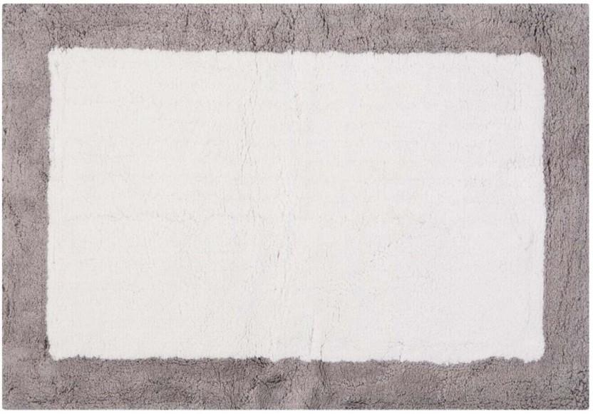 Home Living Classico Bath Mat White/Silver Bathroom Mat (White, Silver, 60 cm x 90cm)
