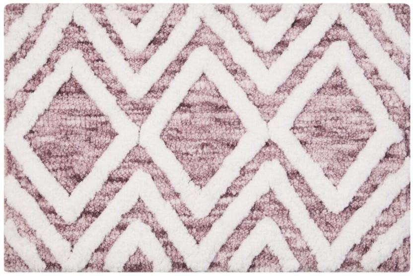 Home Living Diamond Bath Mat Bathroom Mat (White, Pink, 60 cm x 40cm)