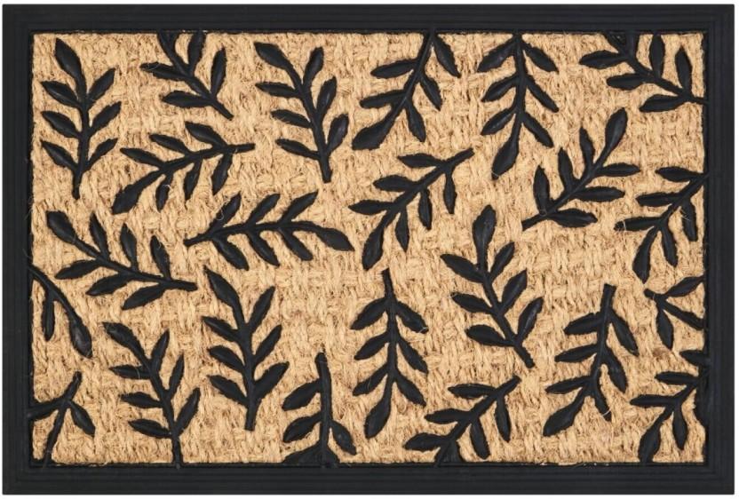 Primaries Leaf Coir Rubber Mat Door Mat (Brown, Black, 60 cm x 40cm)