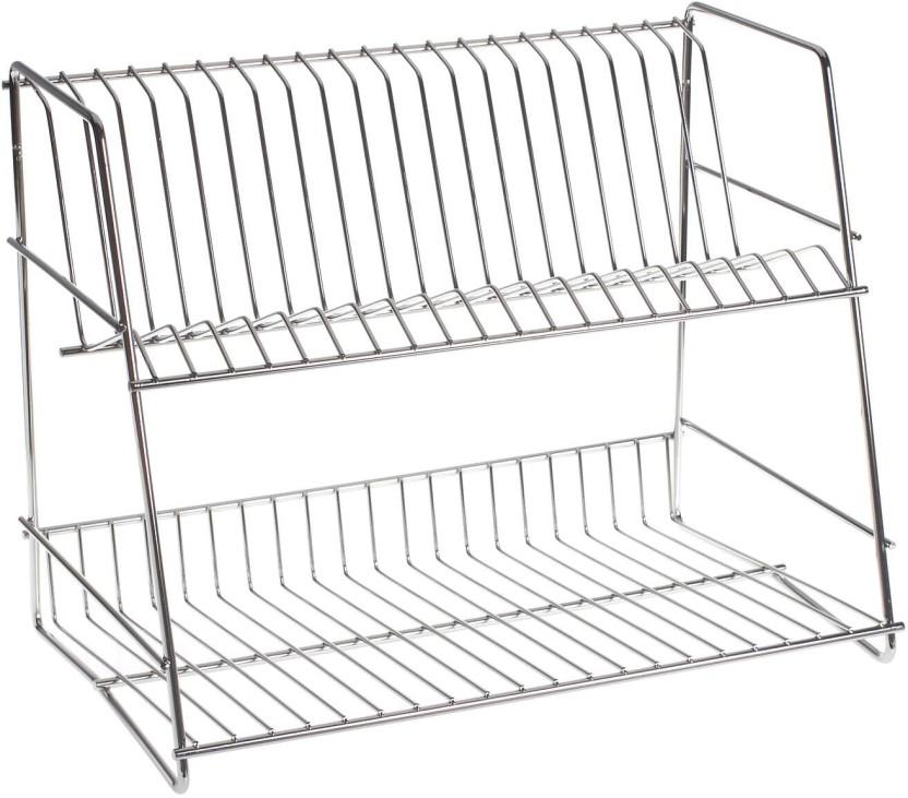 STEELCRAFT Dish Rack 2 Tier Steel Containers Kitchen Rack (Silver)