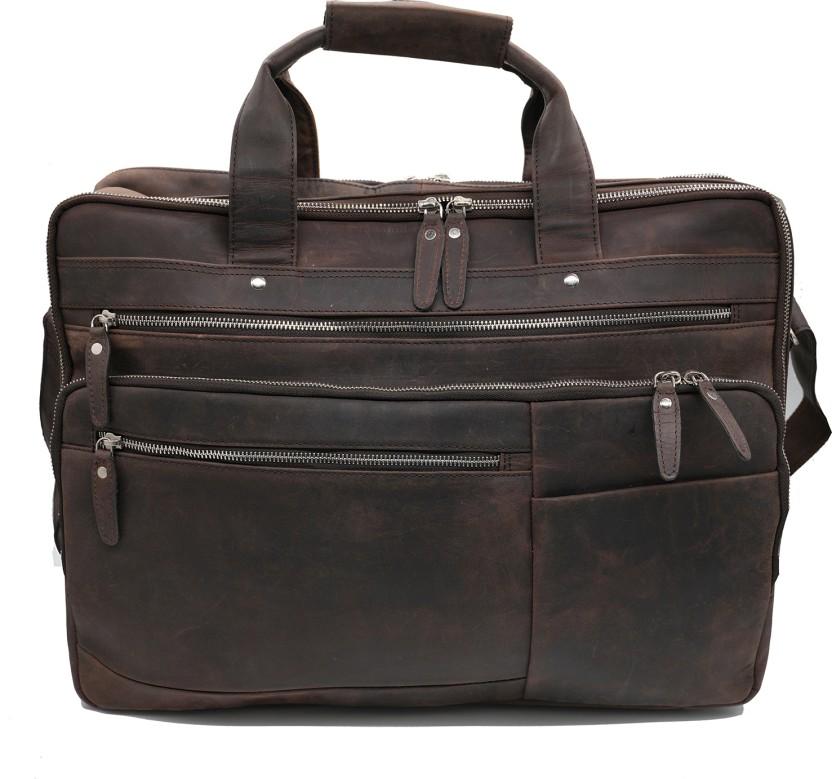 Minx Fiji Genuine Leather Laptop Bag Messenger Bag (Brown, 20.5 L)