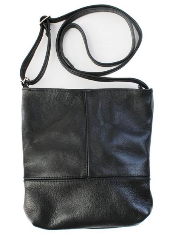 Lebocode Genuine Leather Get up and go Bag Black Messenger Bag (Black, 2 L)