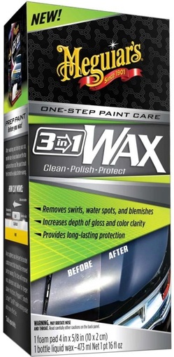 [POLH2FVH3ZZDBERP] Meguiar's 3 In 1 Wax Liquid Car Polish for Exterior (473 ml, Pack of 1)