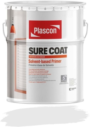[WNTH7ZAGG3UVZVBH] Plascon Sure Coat Solvent-Based Plaster Primer White Emulsion Wall Paint (20 L)