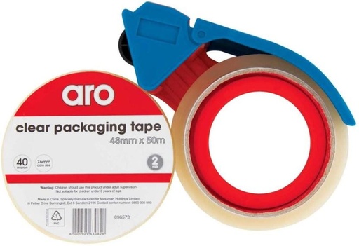 [ADHHFXFH6FAFGEBF] Aro Clear Packaging Tape Plus Tape Dispenser Adhesive (150 g)