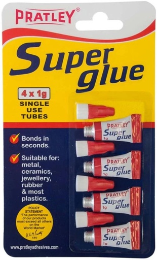 [ADHHFXFHMGTDVY8G] Pratley Single Use Super Glue Adhesive (4 g)