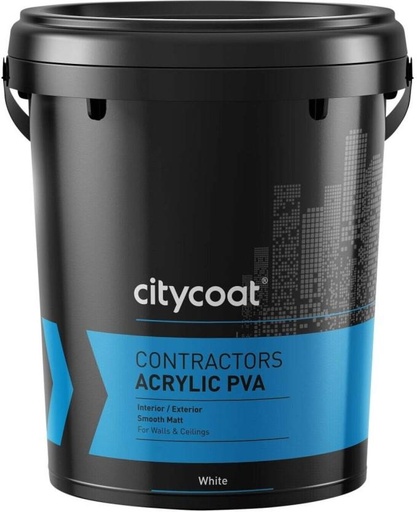 [WNTH7ZAGEA8GWTXQ] Citycoat Contractors Acrylic PVA White Emulsion Wall Paint (20 L)
