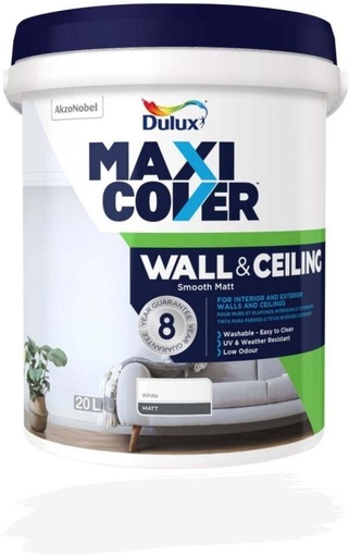 [WNTH7ZAGN3JEJSQK] Dulux Maxicover Wall & Ceiling White Emulsion Wall Paint (20 L)