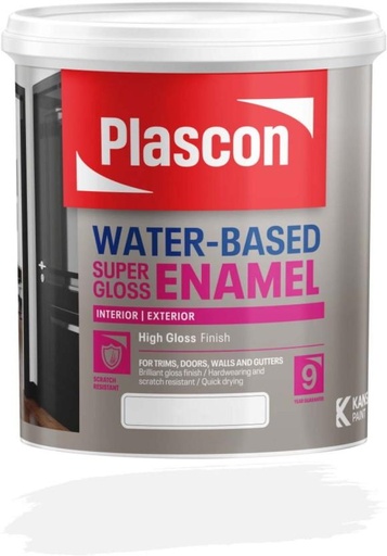 [WNTH7ZAGGJEPDVJH] Plascon Water Based Super Universal Enamel White Enamel Wall Paint (1 L)