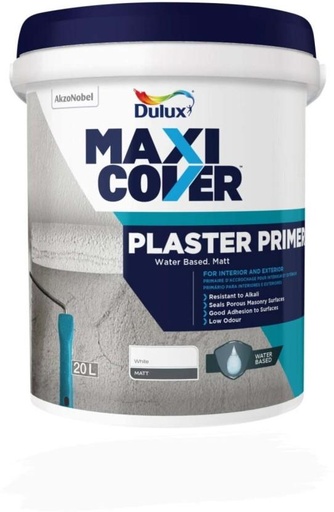 [WNTH7ZAG6C42Y5VM] Dulux Maxicover Water-Based Plaster Primer White Emulsion Wall Paint (20 L)