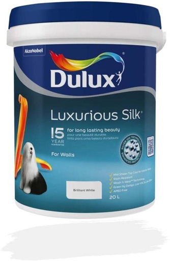 [WNTH7ZAGBNQJET8F] Dulux Luxurious Silk White White Emulsion Wall Paint (20 L)