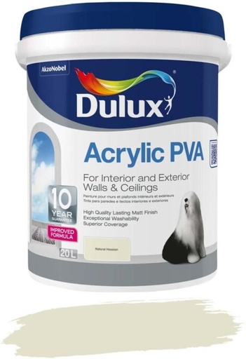 [WNTH7ZAGNUVZ4JRG] Dulux Acrylic PVA Natural Hessian Natural Hessian Emulsion Wall Paint (20 L)