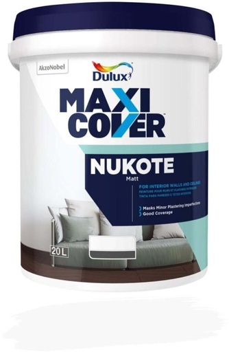[WNTH7ZAG8CMEBAYH] Dulux Maxicover Nukote White Emulsion Wall Paint (20 L)