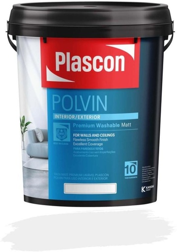 [WNTH7ZAGMFCZDQNH] Plascon Polvin Super Acrylic White Emulsion Wall Paint (20 L)