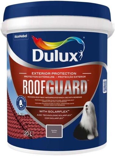 [WNTH7ZAGUD68PZYX] Dulux Roofguard Brazilian Brown Emulsion Wall Paint (20 L)