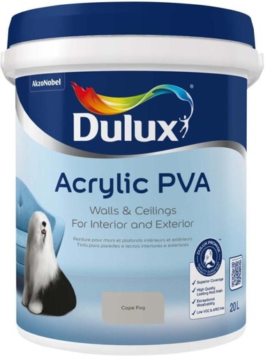 [WNTH7ZAGHUAVWFWX] Dulux Acrylic PVA Cape Fog Emulsion Wall Paint (20 L)