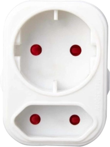 [EPGH224DFDKTDS44] Powerworx Schuko Euro Adaptor Two Pin Plug (White)