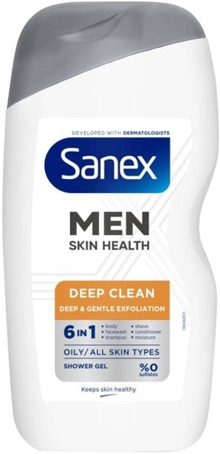 [BDWHFTE9SNP5VTNH] Sanex Deep Clean Men Shower Gel Body Wash (500 ml)