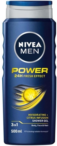 [BDWHFTE92FMX4GSZ] Nivea Men Power Shower Gel Body Wash (6 x 500 ml)