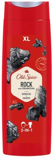 [BDWHFTE98CHWKGUK] Old Spice Rock with Charcoal Shampoo + Shower Gel Body Wash (6 x 400 ml)