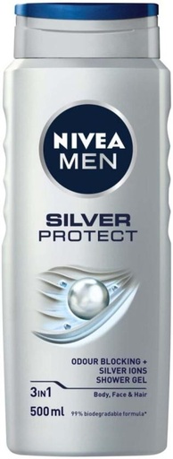 [BDWHFTE9CT7ZFFRP] Nivea Men Silver Protect Shower Gel Body Wash (12 x 500 ml)