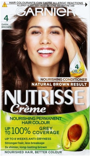 [HCUH4V9CNM6YXVFF] Garnier Nutrisse Creme 4 Dark Brown , Brown