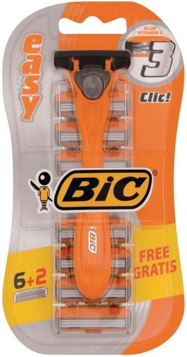[SRZH2YXQCGVZGKWX] Bic Easy Triple Blade Razor 8 Cartridge Men