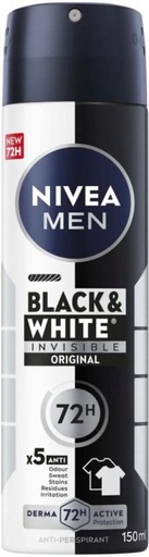 [DEOHFRVURGPN8FNP] Nivea ANTIPERSPIRANT Black & White Deodorant Spray  -  For Men (150 ml)