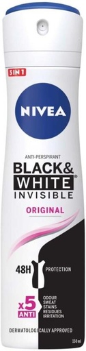 [DEOHFRVUEG9RNJJ2] Nivea ANTIPERSPIRANT Black & White Deodorant Spray  -  For Women (150 ml, Pack of 6)