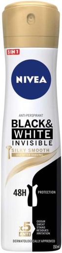 [DEOHFRVUUYDK6SZH] Nivea ANTIPERSPIRANT Black and White Invisible Deodorant Spray  -  For Men (150 ml, Pack of 6)