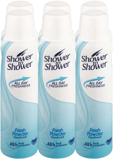 [DEOHFRWAYXTFFPZ5] Shower To Shower Fresh Powder Deodorant Spray  -  For Women (150 ml, Pack of 6)