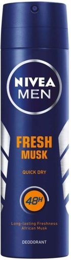 [DEOHFRVUZA4ZHGW3] Nivea Fresh Musk Quick Dry Deodorant Spray  -  For Men (150 ml, Pack of 6)