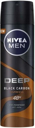 [DEOHFRVUAXXXN6CC] Nivea Deep Black Carbon Espresso Deodorant Spray  -  For Men (150 ml, Pack of 6)