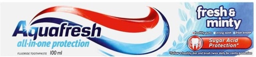 [TPAHFQQBKGFKHHGB] Aquafresh All-in-One Protection Fresh & Minty Toothpaste (100 ml, Pack of 12)