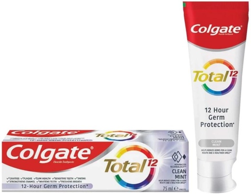 [TPAHFQQB2BY2PWHR] Colgate Total 12 Clean Mint Toothpaste (75 ml, Pack of 12)