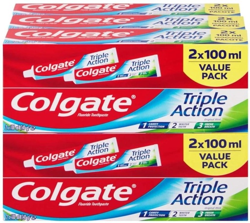 [TPAHFQQBFAGBTSZ6] Colgate Triple Action Original Mint Toothpaste (100 ml, Pack of 6)