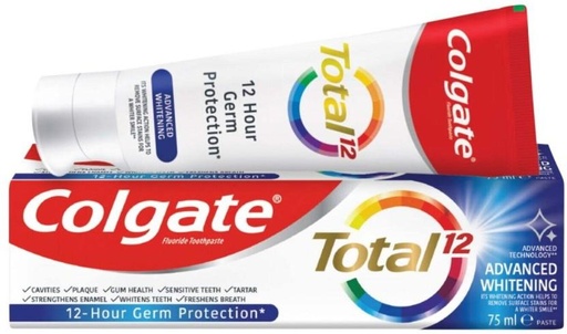 [TPAHFQQBHVGFR7KV] Colgate Total 12 Advanced Whitening Toothpaste (75 ml, Pack of 12)