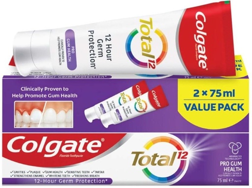 [TPAHFQQBVEYQR8KX] Colgate Total 12 Pro Gum Health Toothpaste (75 ml, Pack of 6)