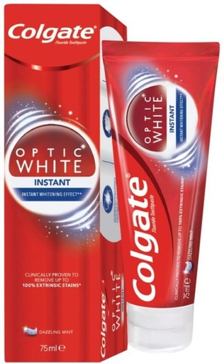 [TPAHFQQBHWMEMXRU] Colgate Optic White Instant Effect Toothpaste (75 ml, Pack of 12)