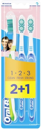 [TBUH4ZRUGQNCKYS3] ORAL-B 123 Delicate White, 40 Medium Medium Toothbrush (6 Toothbrushes)