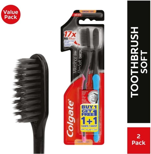 [TBUH4ZRU3RQFFBHP] Colgate Adult Slim Soft Charcoal, Charcoal Soft Toothbrush (12 Toothbrushes)