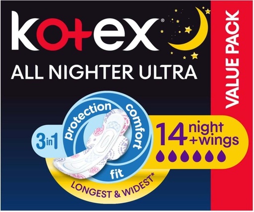 [SPPH9S28TCNFBNUV] Kotex Designer Ultra Thin Overnight Sanitary Pad (Pack of 14)
