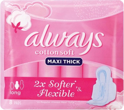 [SPPHBGWYQZSUTXKS] Always Cotton Soft Maxi Thick 2X Softer & Flexible Sanitary Pad (Pack of 8)