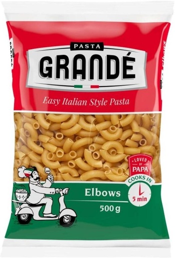 [PSTHFTG2XJVCXZ9H] Pasta Grande Elbows Regular Pasta (Pack of 20, 500 g)