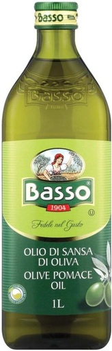 [EDOH7RPFFHTJ7KN2] Basso Pomace Olive Oil Glass Bottle (12 x 1 L)