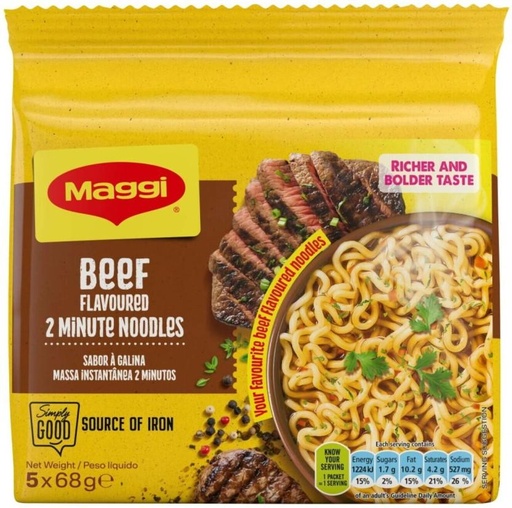 [NOOH2FVTF5JK5YN7] Maggi Beef Flavoured 2 Minutes Noodle Instant Noodles Non-vegetarian (68 g)