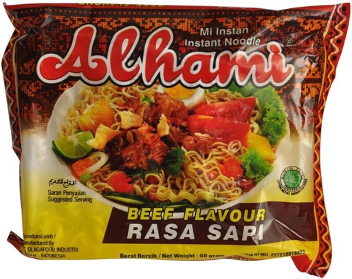 [NOOH2FVTYCBGNY6Z] Alhami Beef Flavour Rasa Sapi Instant Noodles Non-vegetarian (40 x 60 g)