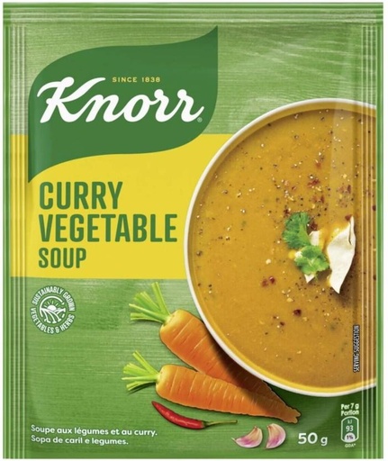 [SOUHFTC23UBM3XXJ] Knorr Curry Vegetable Soup (Pack of 10, 50 g)
